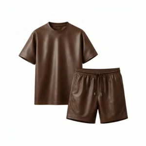 Leather Shirt & Shorts Set